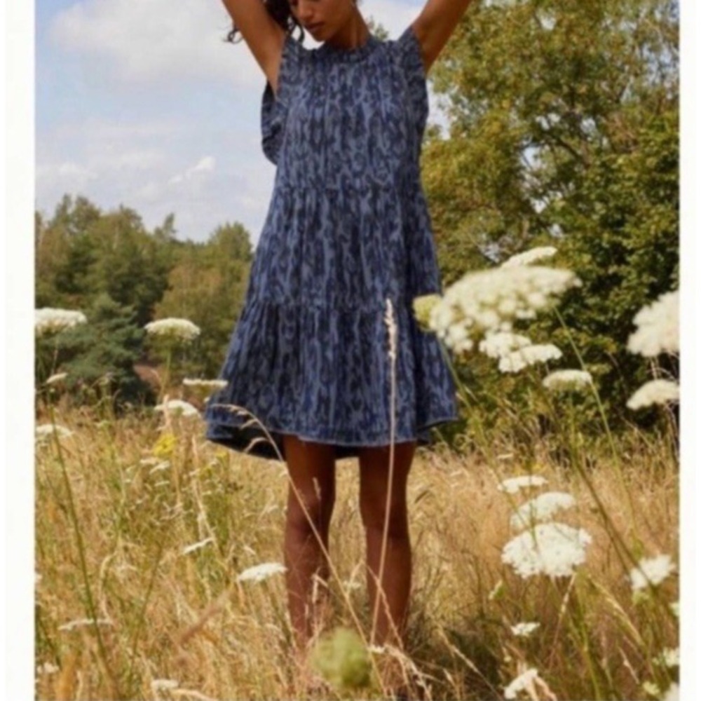 BY ANTHROPOLOGIE Jenee Tiered Leopard Print Dress Size Small Womens Casual - Picture 9 of 9